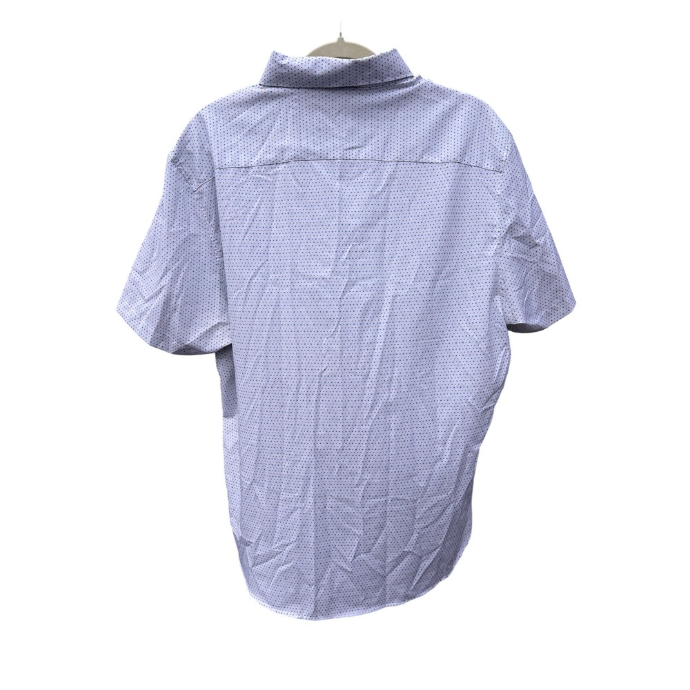 CONSTRUCT Slim Fit White Short Sleeve Button Up Shirt XL Blue Dot Lightweight - Picture 4 of 7